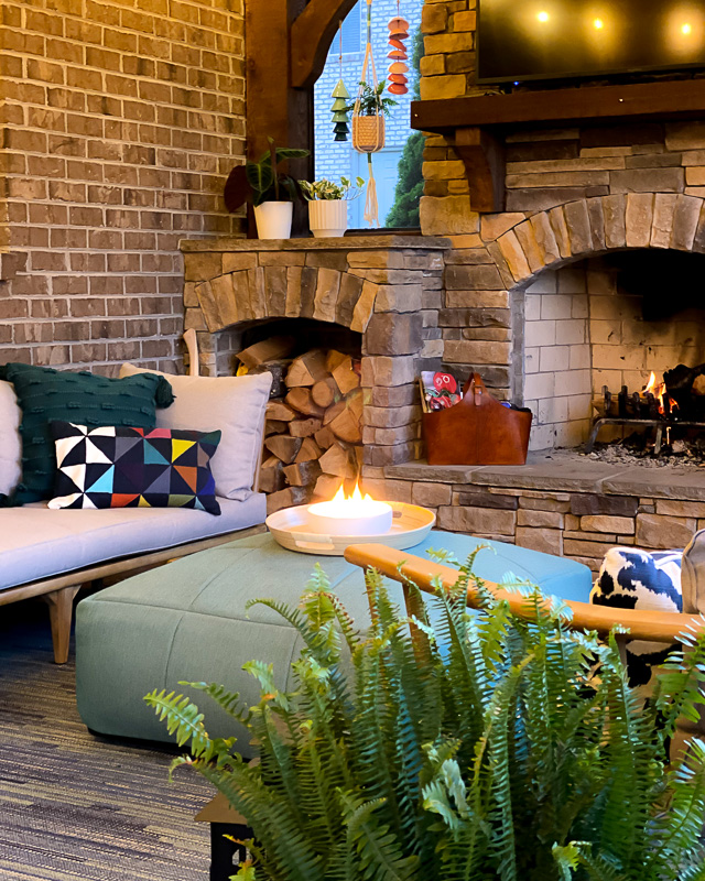screened-in-porch ideas with fireplace