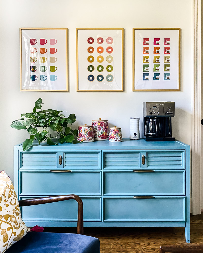 colorful coffee nook with art