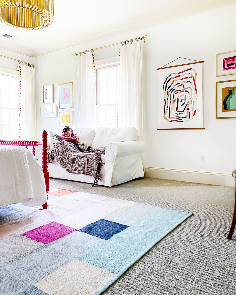 colorful girl's room with couch