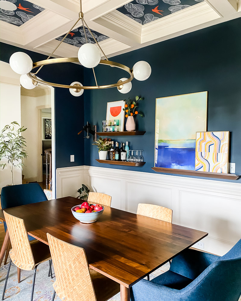 colorful art in dining room