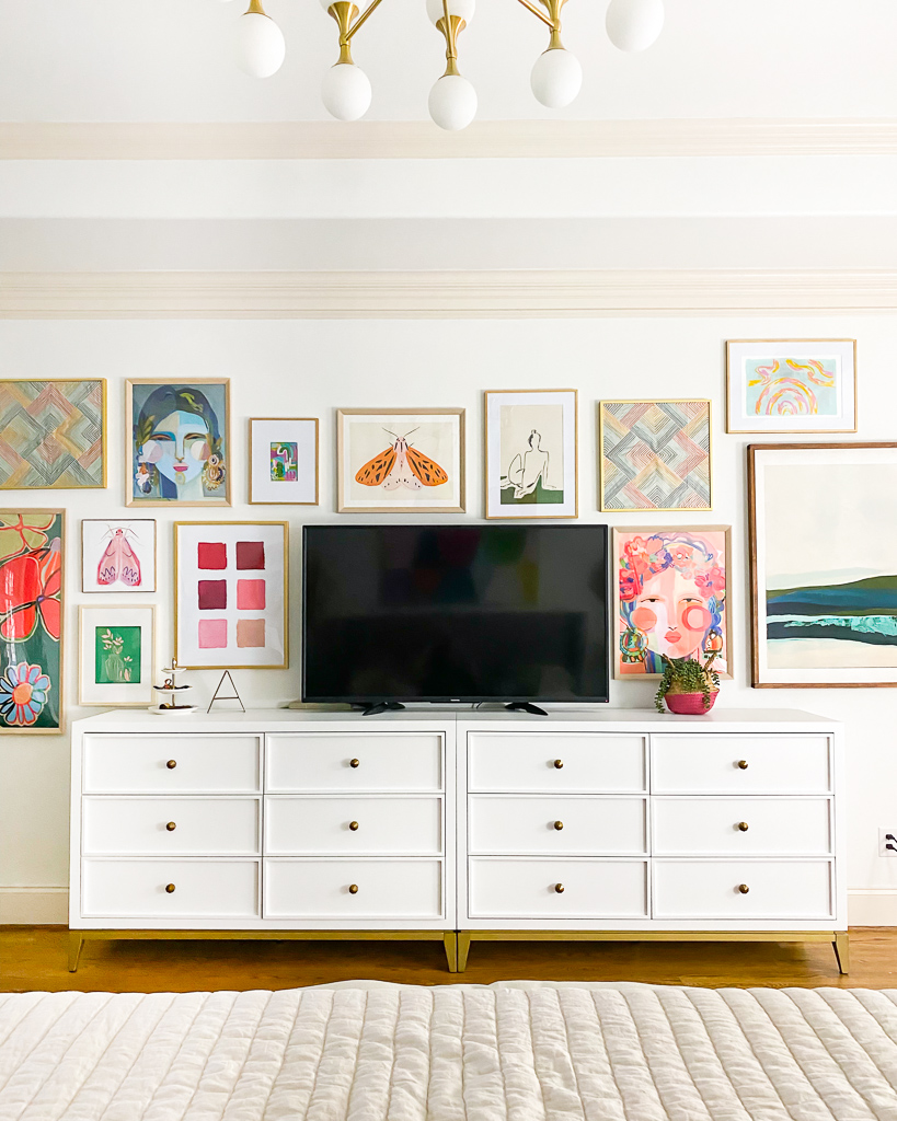 black tv with gallery wall by Tasha Agruso of Kaleidoscope Living