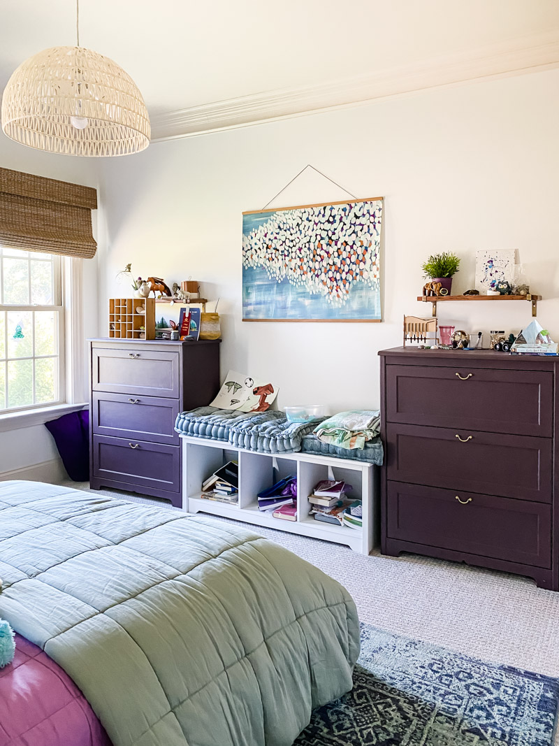 girl's purple and blue bedroom