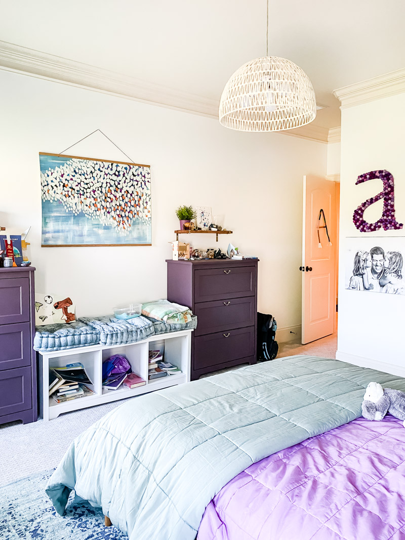 girl's purple and blue bedroom