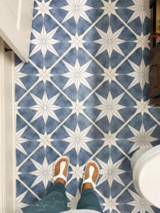 vinyl floor tile stickers in bathroom