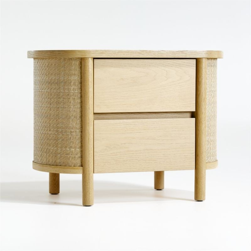 cane sided curved bedside table