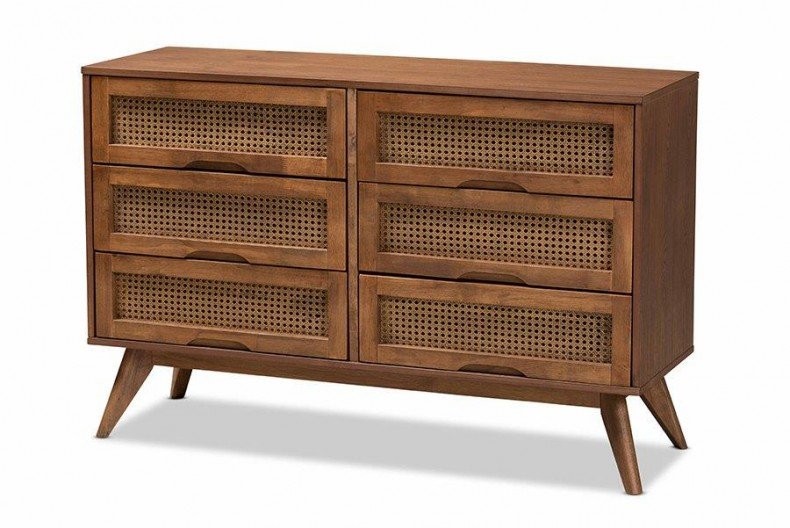 wood and cane dresser with no hardware