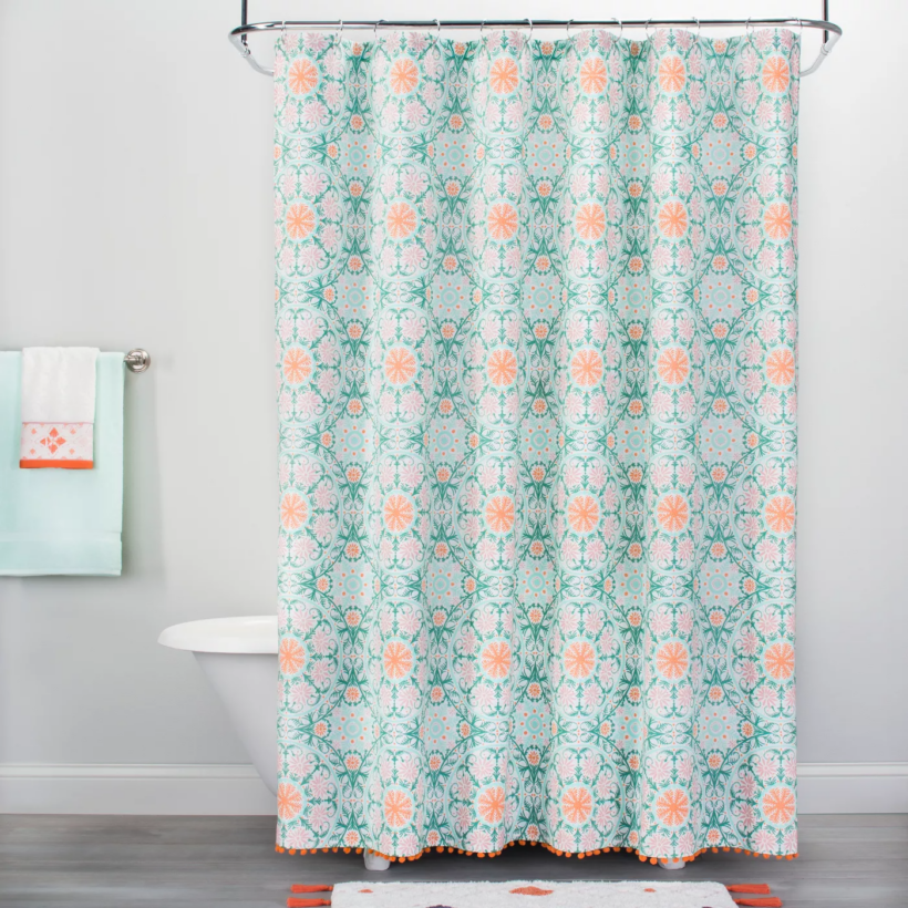 medallion print shower curtain