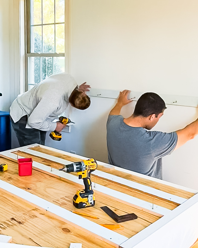 hanging DIY headboard with cleats