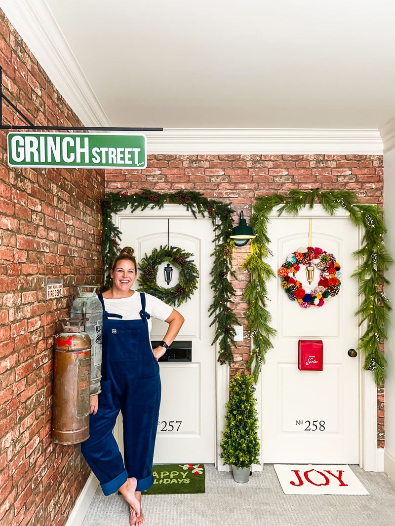 Christmas aesthetic - Photo of interior hallway doors decorated for Christmas by Tasha Agruso of Kaleidoscope Living