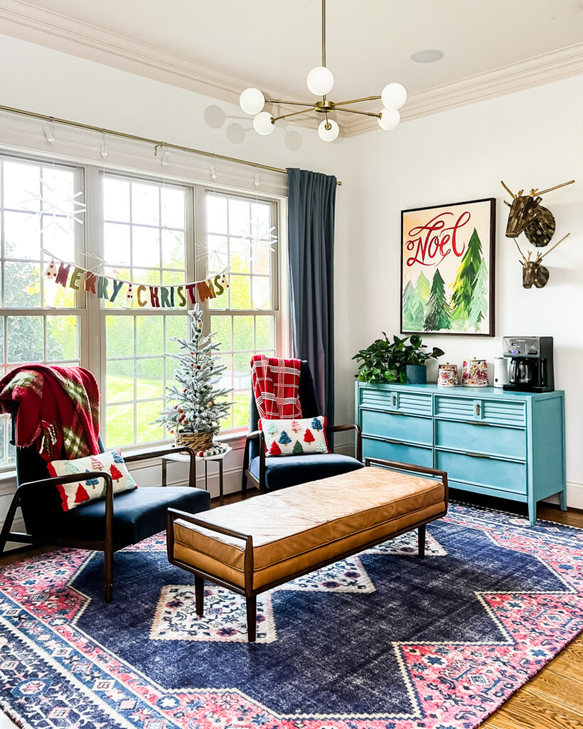 Christmas aesthetic - Photo of sitting area decorated for Christmas by Tasha Agruso of Kaleidoscope Living