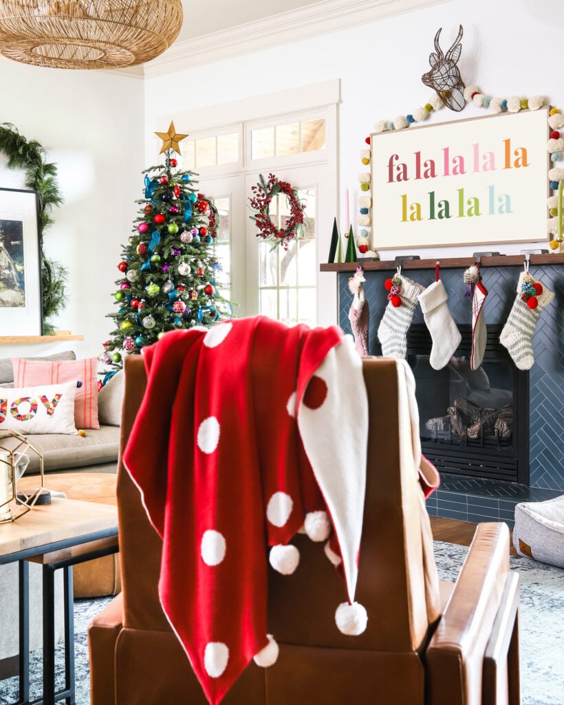 Christmas aesthetic - Photo of family room decorated for Christmas by Tasha Agruso of Kaleidoscope Living