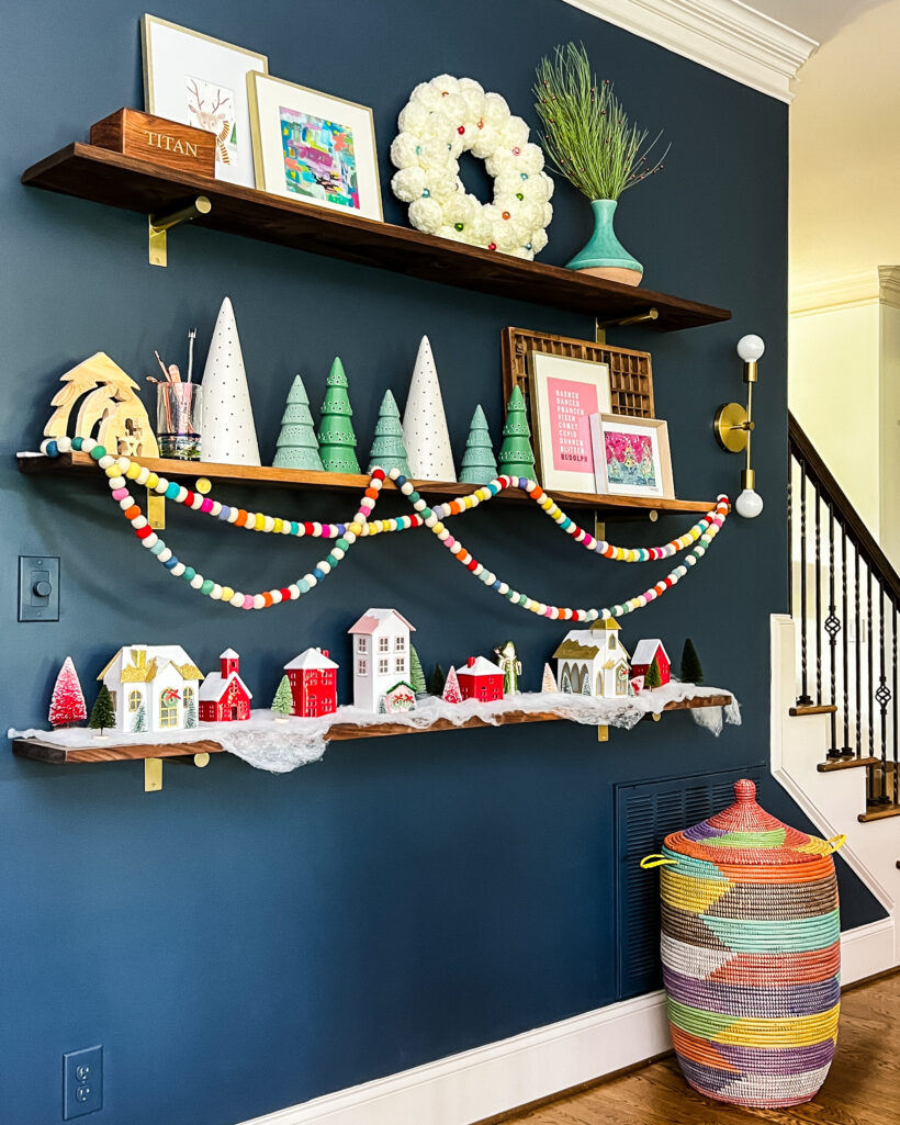 christmas aesthetic - Photo of open shelves decorated for the holidays by Kaleidoscope Living