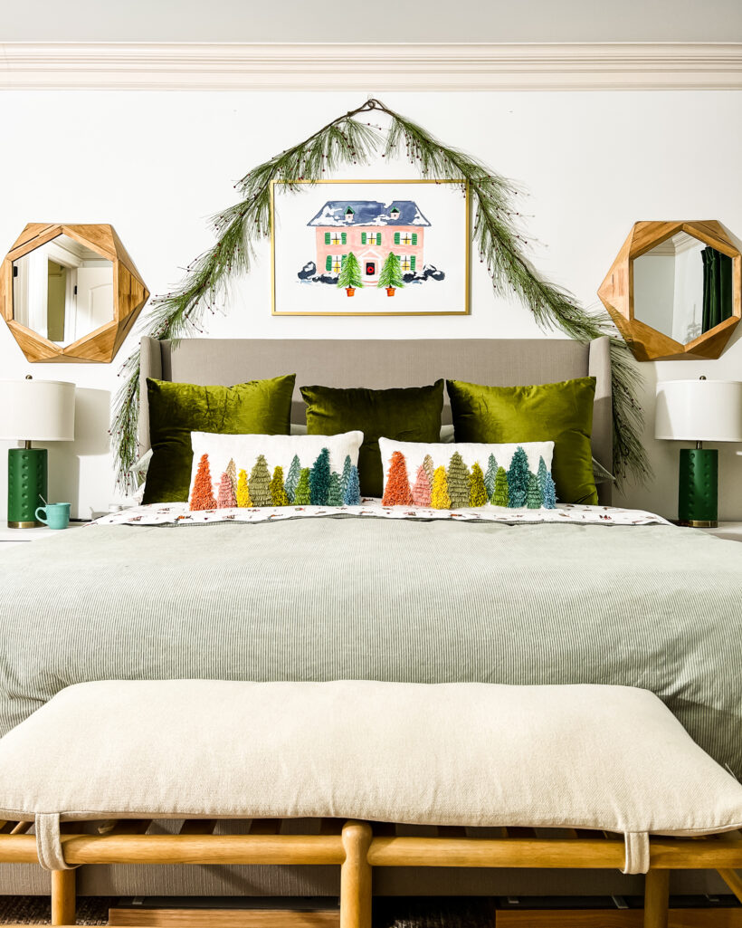 Christmas aesthetic - Photo of bedroom decorated for Christmas by Tasha Agruso of Kaleidoscope Living