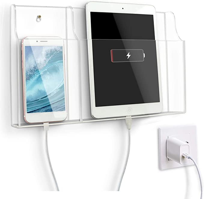 acrylic wall mounted charging station for tablet and phone
