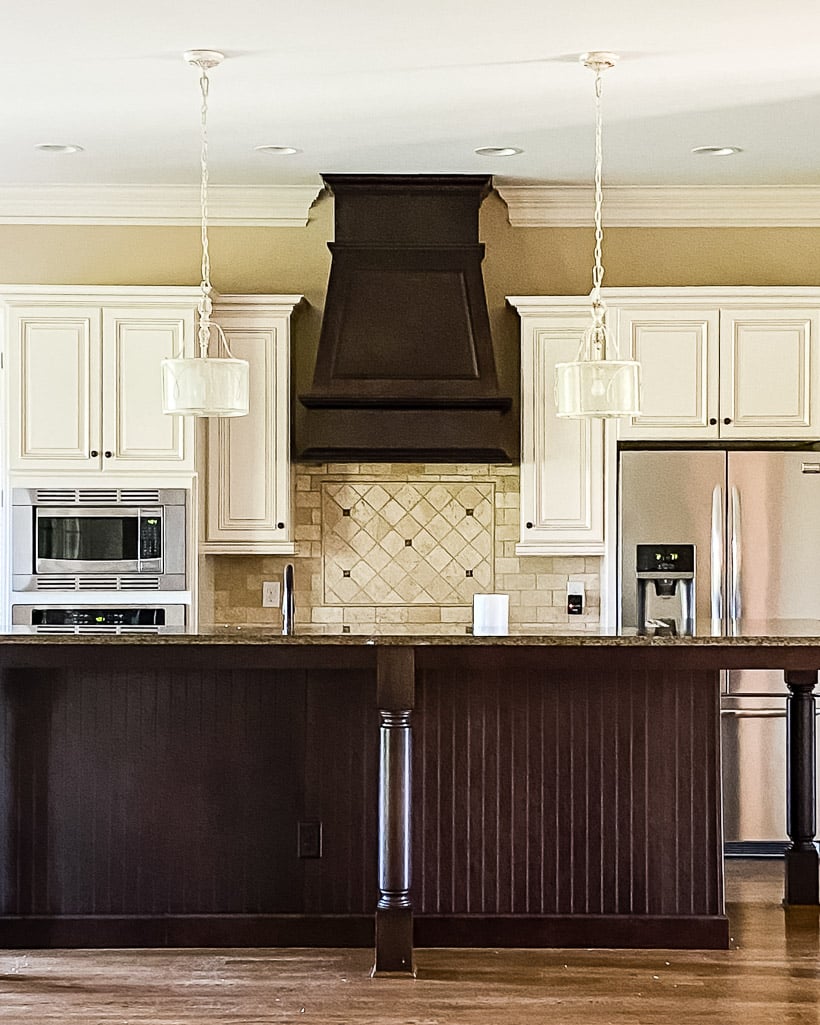 outdated brown kitchen before makeover