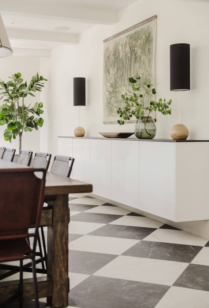 IKEA upper cabinets into a console table