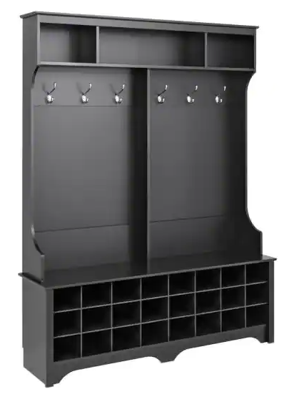 black mudroom storage cubbies