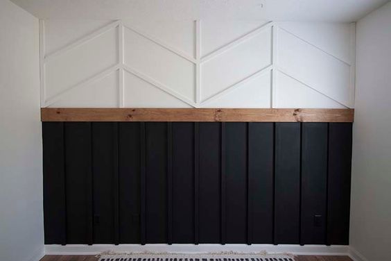 wall with board and batten and herringbone