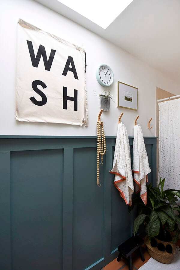 modern bathroom with board and batten