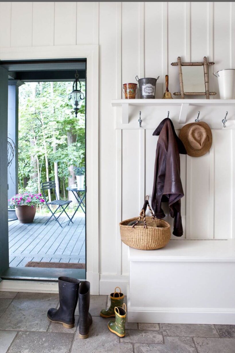 mudroom with board and batten walls