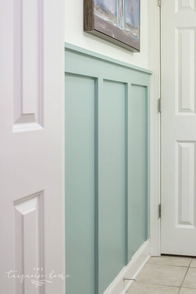 bathroom with board and batten wall