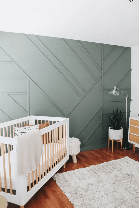geometric wall treatment with slats