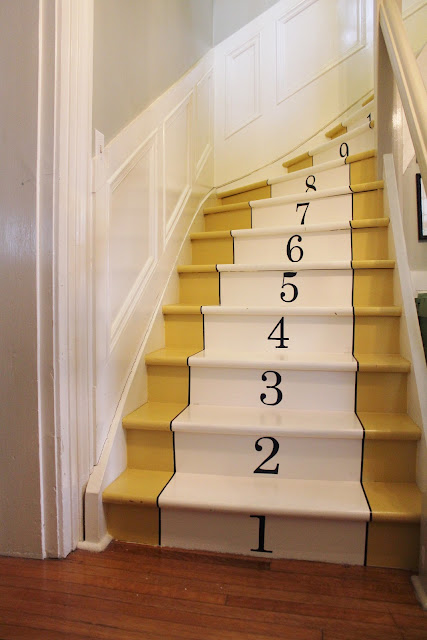 painted staircase with numbers