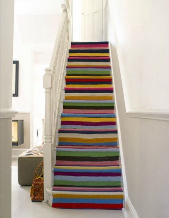 colorful striped staircase runner