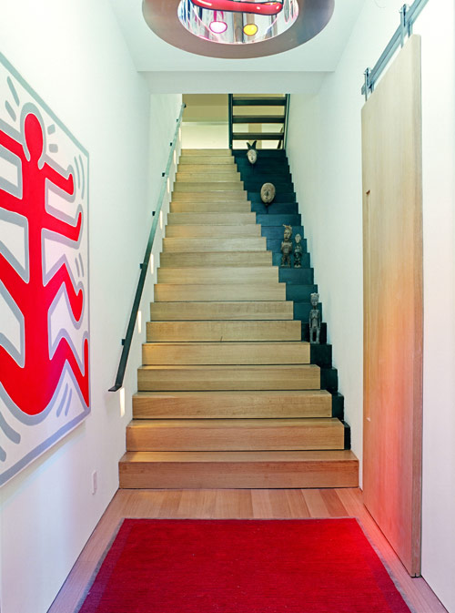 graphic painted wood staircase