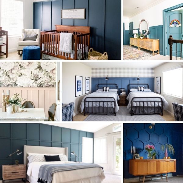 photo collage of various board and batten wall ideas