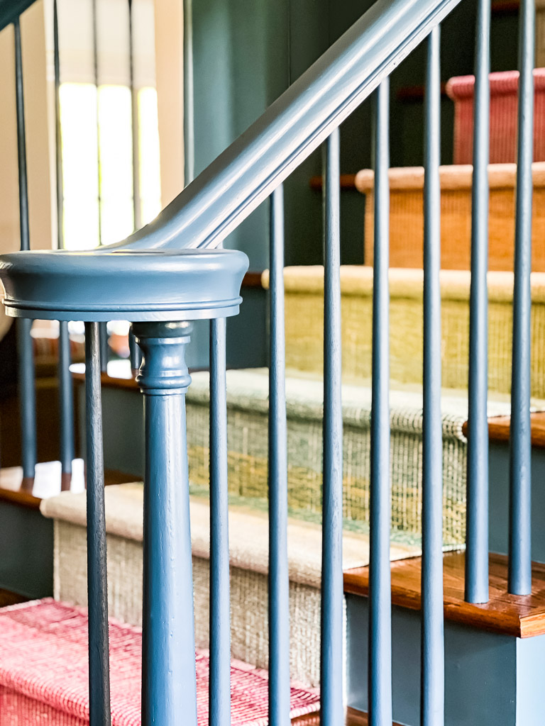 semi gloss paint on handrail and DIY balusters