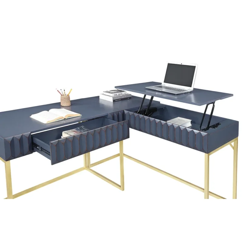 L shaped desk with deals gold legs