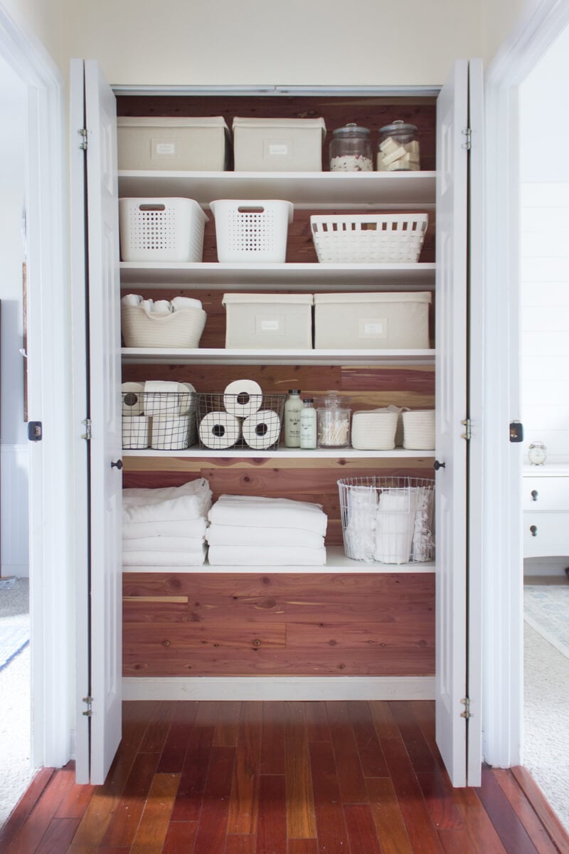 DIY cedar linen closet