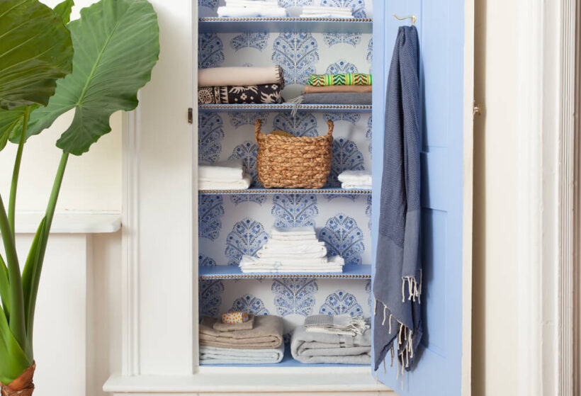 A DIY but custom shelving system for a linen closet makeover. Check out the  organizational ideas and…