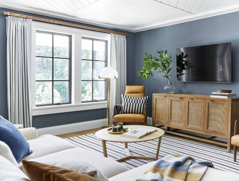 blue gray walls in family room