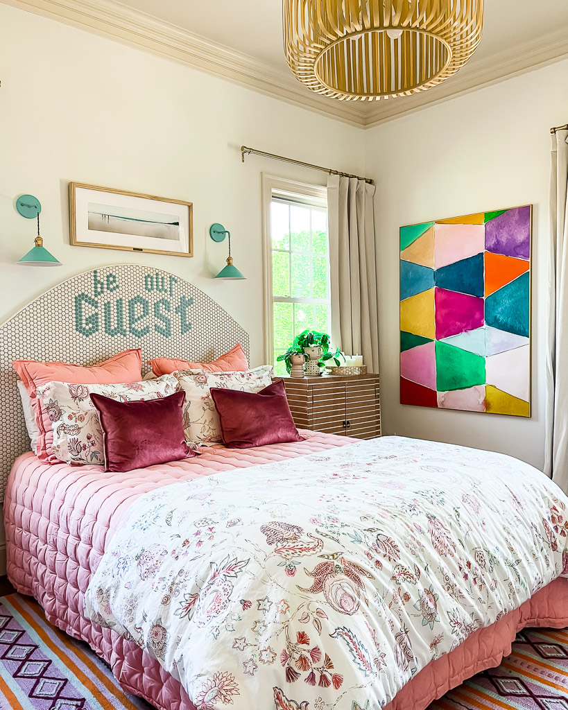 colorful guest room with Pure White walls