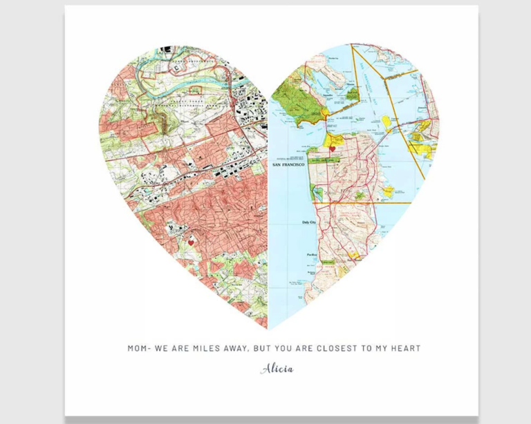 personalized heart map for grandparents who live far away
