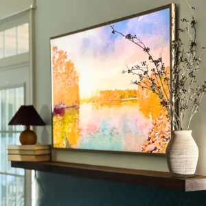 samsung picture frame tv displaying fall art