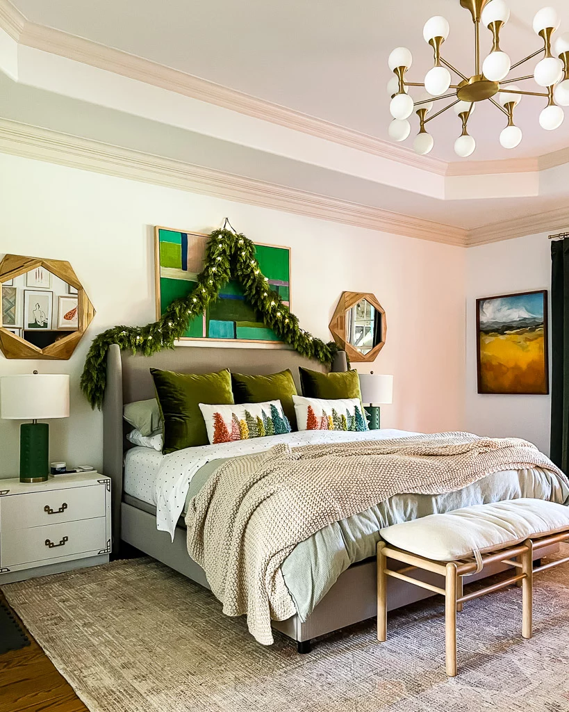 Christmas bedroom decor by Tasha Agruso of Kaleidoscope Living