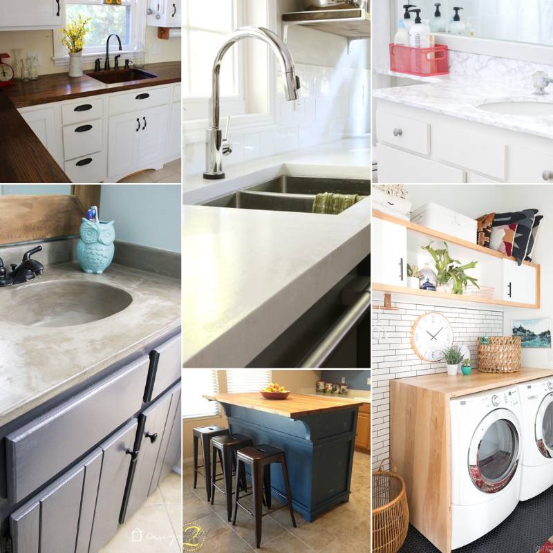 DIY Wood Plank Laundry Room Countertop - Blue i Style