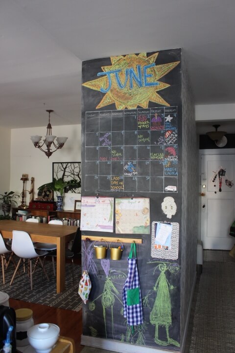 family command center with chalkboard and calendar