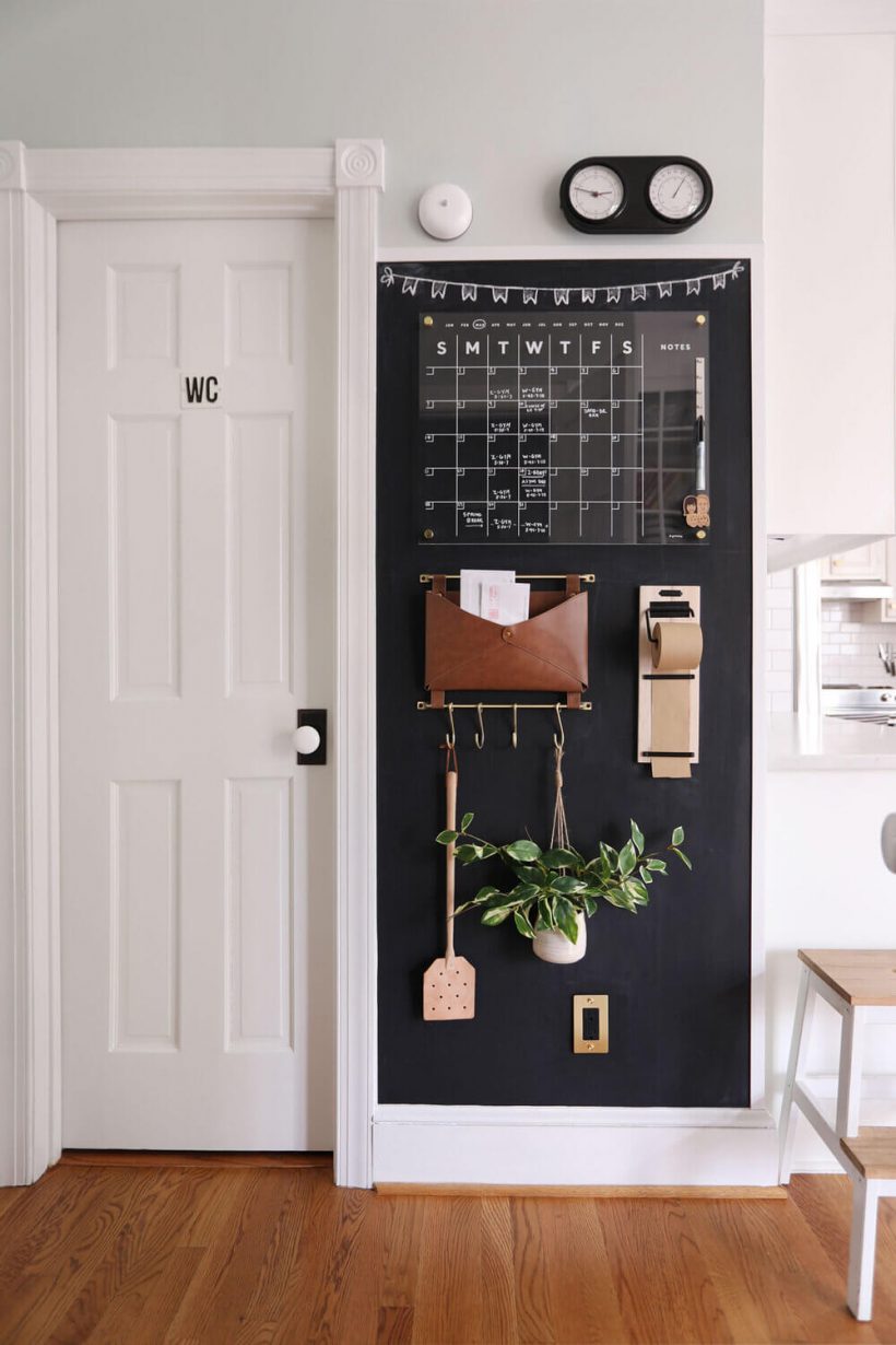 modern chalkboard wall with acrylic calendar