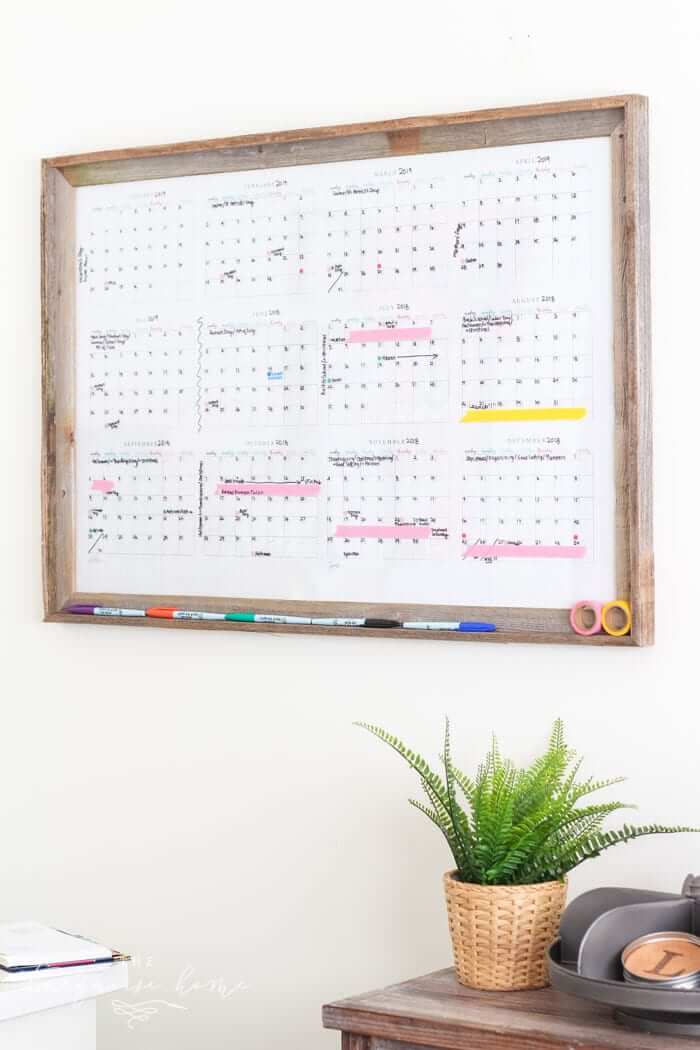 DIY dry erase family wall calendar