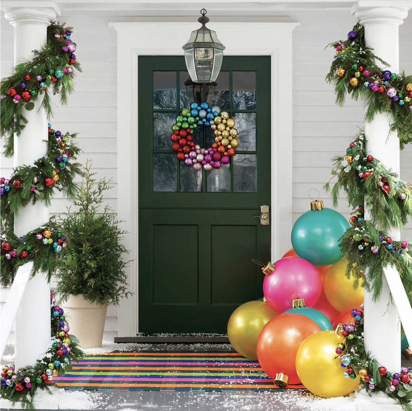 oversized Christmas porch decor by Annie Selke