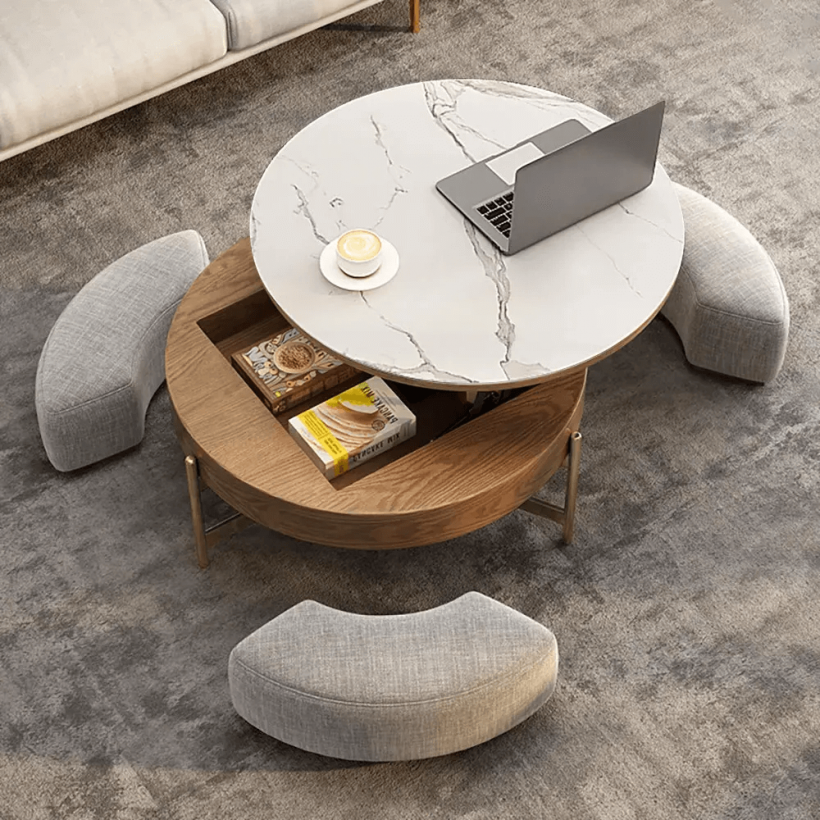 Homary coffee table with storage and ottomans