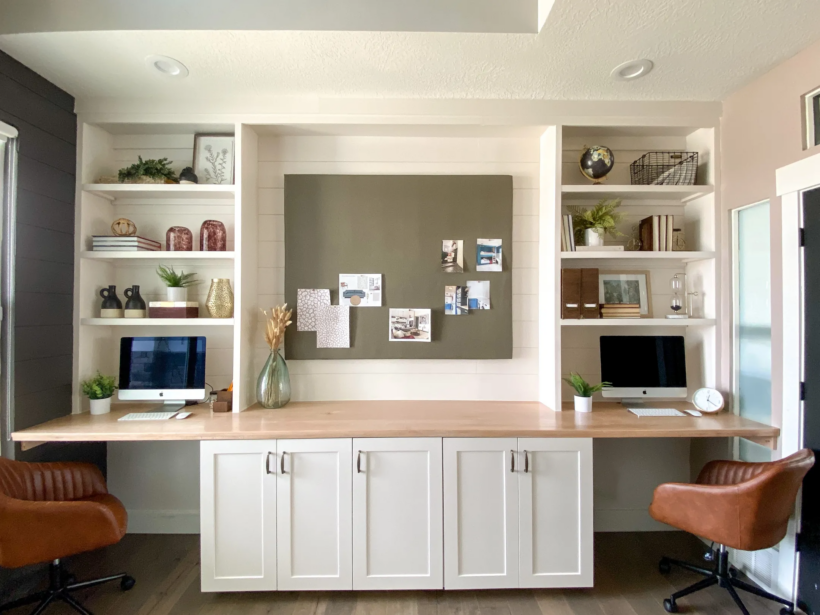 An Ikea Hack Shared Desk with Storage for the Kids Room