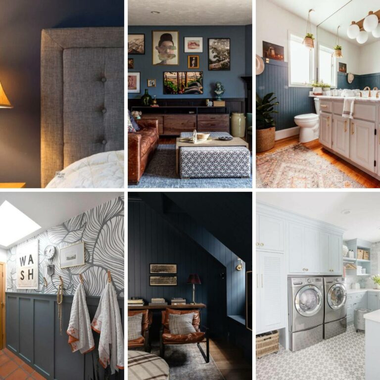collage of the best blue gray paint colors