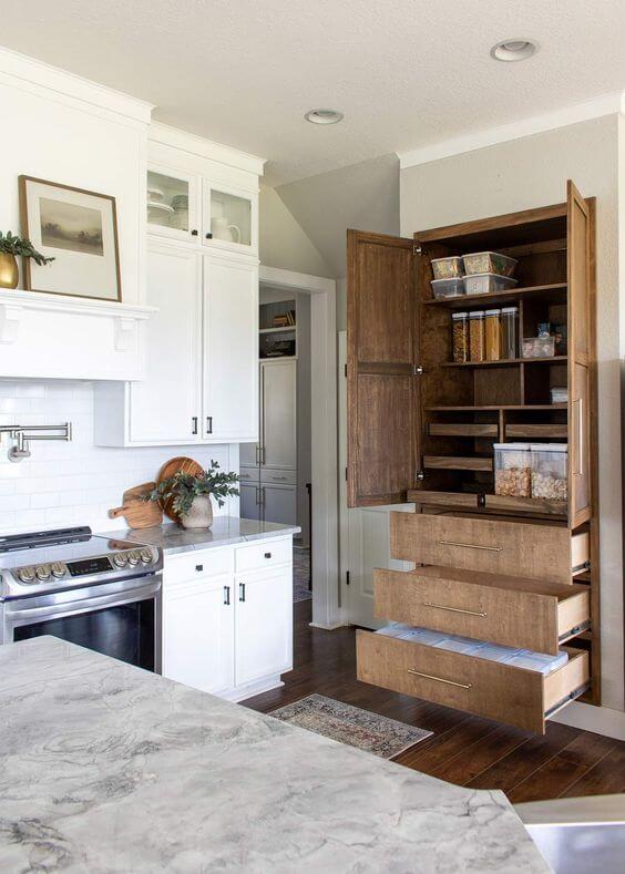 pantry built into kitchen wall