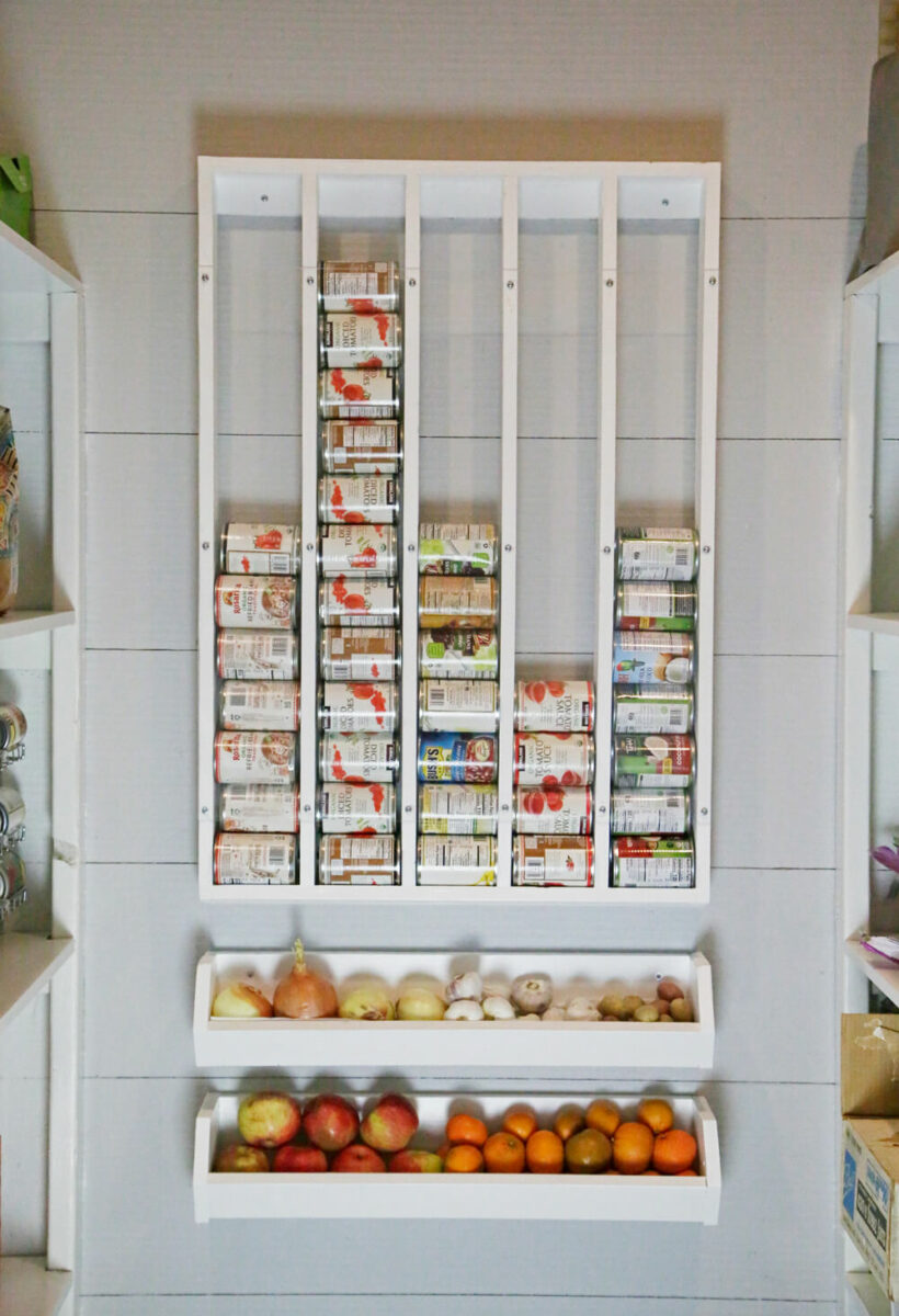 can and vegetable wall storage for pantry