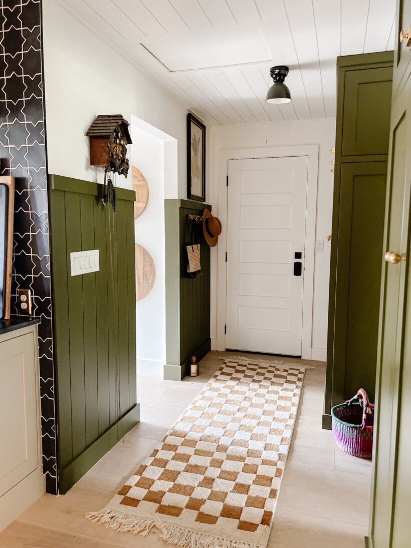 shiplap accent wall in hallway